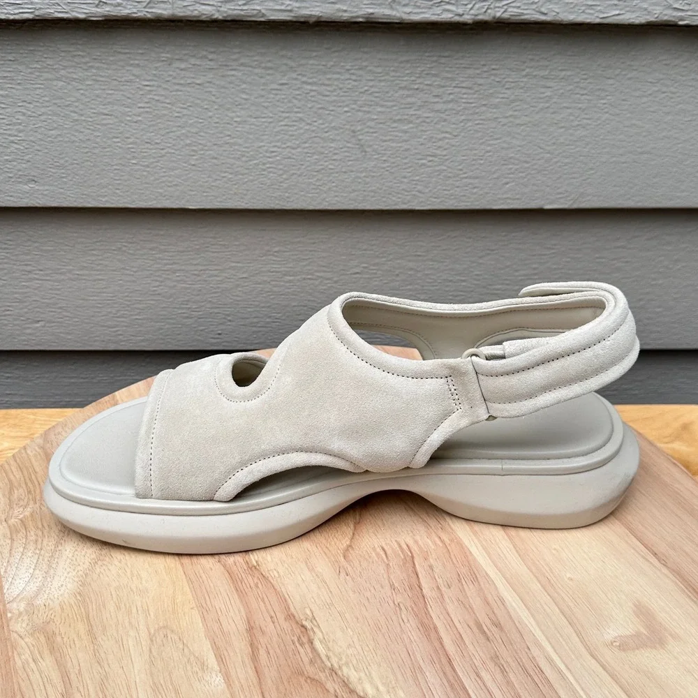 Vince Glyn Suede Platform Sandals Bone White Slingback Womens 9 EUR 40